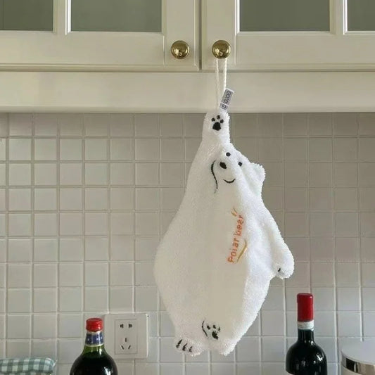 Polar Bear Hand Wiping Towel Super Absorbent Hanging Kitchen Towel