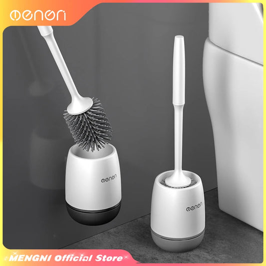 MENGNI-Silicone Toilet Brush Cleaner Brush Wall Floor Bathtubs And