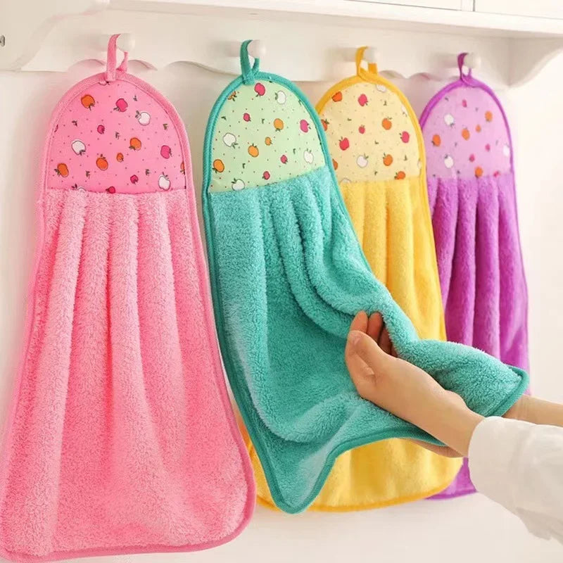 4pcs Coral Velvet Bathroom Supplies, Soft Hand Towel, Absorbent Cloth