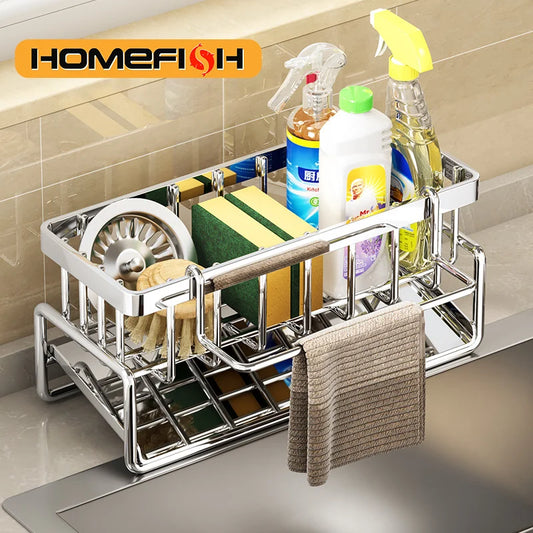 Kitchen Sponge Rack Drain Water Place Dish Soap Organize Rags Multi