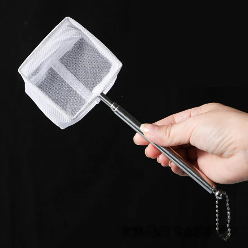 Aquarium Square Fishing Net With Suction Cup Extendable Long Handle