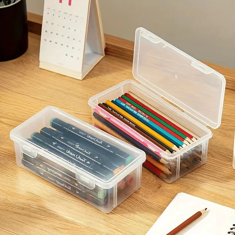 1/4pcs Large Clear Plastic Storage Boxes with Hinged Lids Ideal for