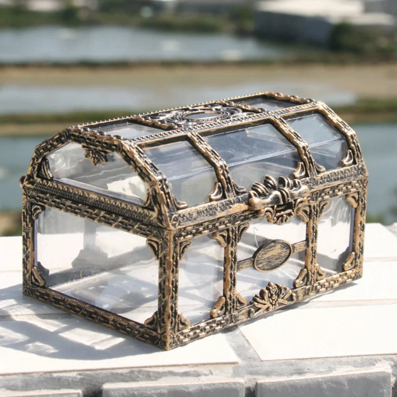 1Plastic Transparent Pirate Treasure Box Crystal Gem Jewelry Box