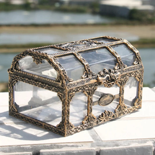 1Plastic Transparent Pirate Treasure Box Crystal Gem Jewelry Box
