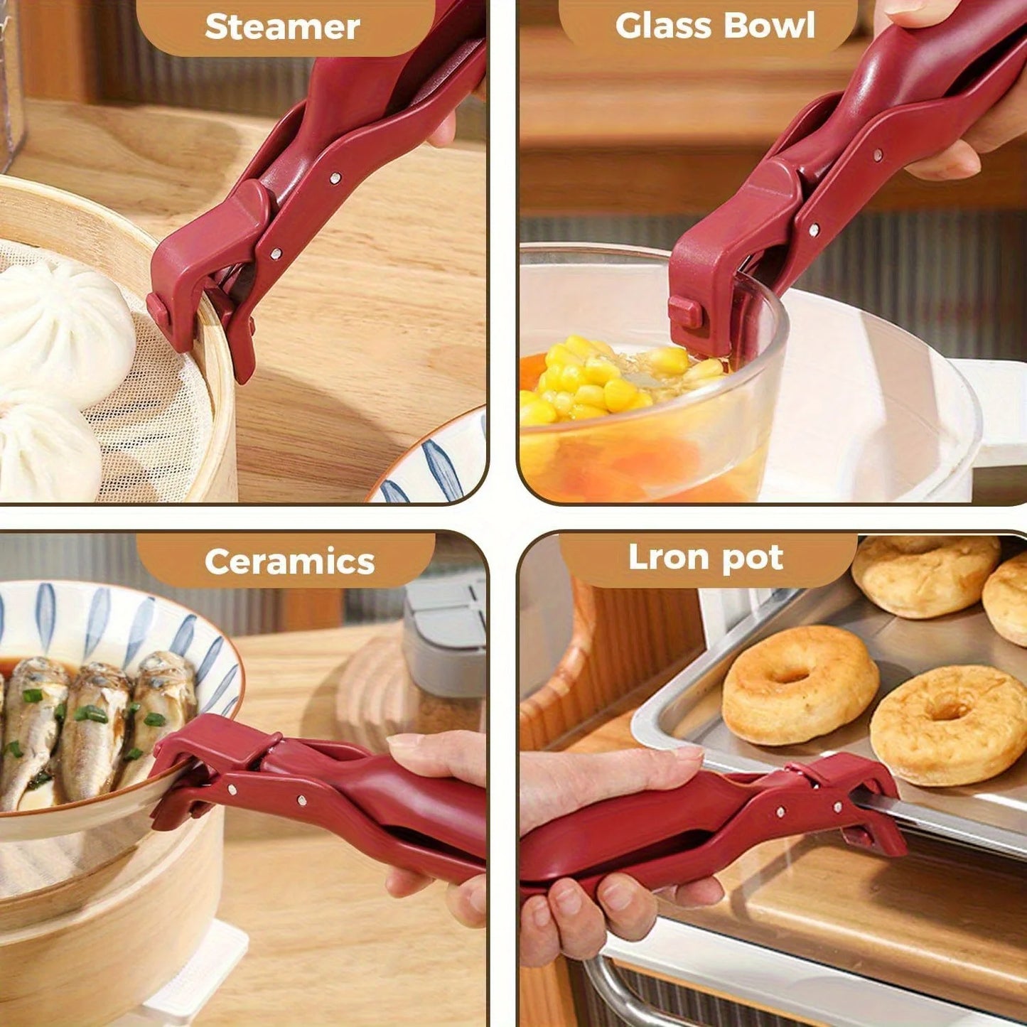 2/1Pcs Anti-Scald Clips Hot Dish Plate Gripper Kitchen Non-slip Bowls