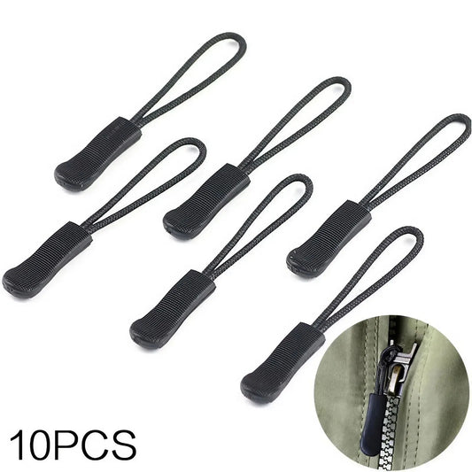 10 black plastic zipper puller, durable PVC zipper puller, suitable
