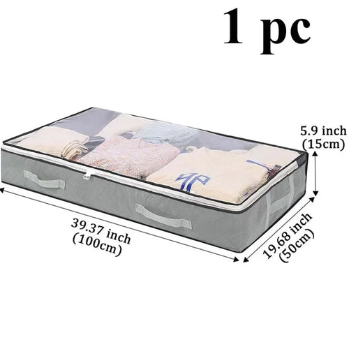 1pc/2pcs/3pcs Dustproof Under Bed Storage Box with Reinforced Handles