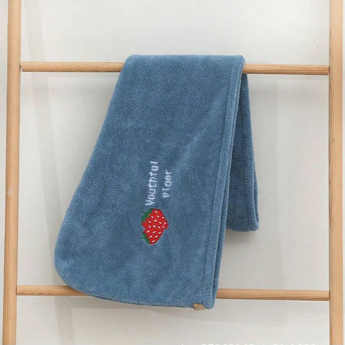 1Pc Embroidery Style Hair Drying Cap, Coral Fleece Thickened Hair
