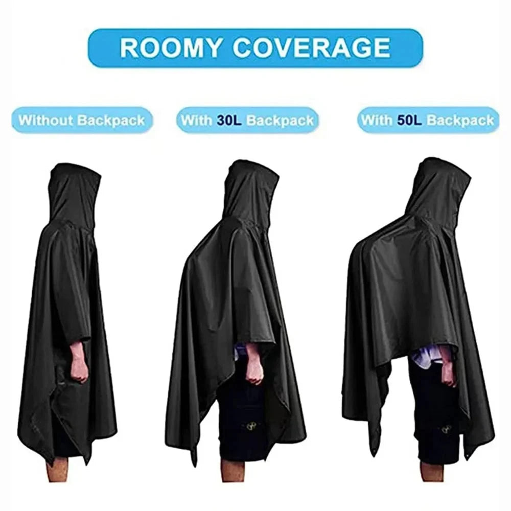 3 In 1 Outdoor Military Raincoat Hooded Sleeve Waterproof Rain Poncho