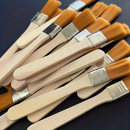 10Pcs Wooden Handle Nylon Bristle Paint Brush for Oil Painting,