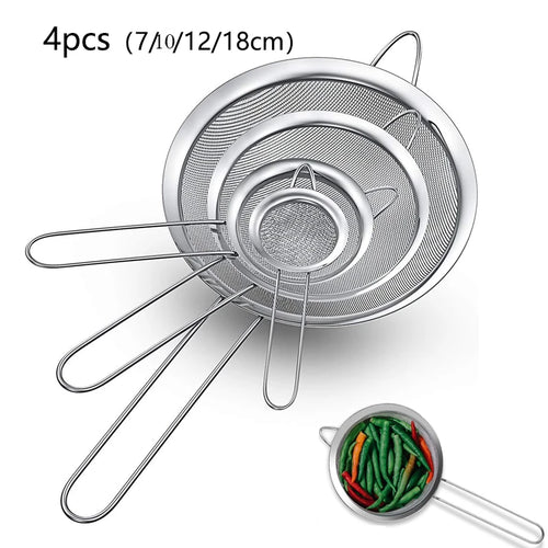1/3/4Pcs/Set Stainless Steel Wire Fine Mesh Oil Strainer Flour