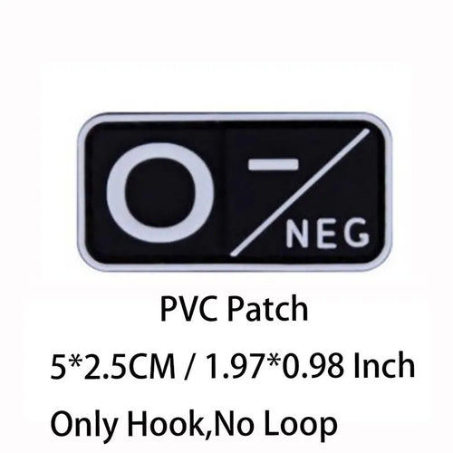 Small Patch with Hook,PVC Blood Type A B AB O POS NEG Emblemen,Patches