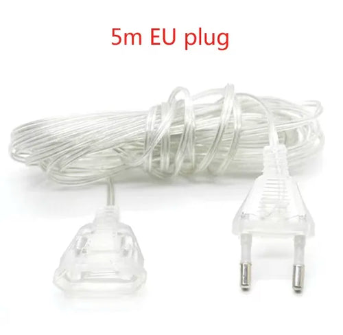 3M 5M Power Extension Cord For EU Plug LED Holiday Light String