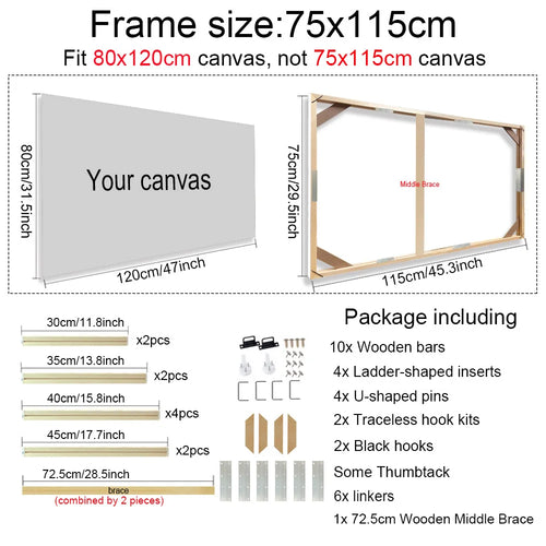 30x40 40x50 60x90cm Canvas Frame Wooden Frames Wooden Photo Oil