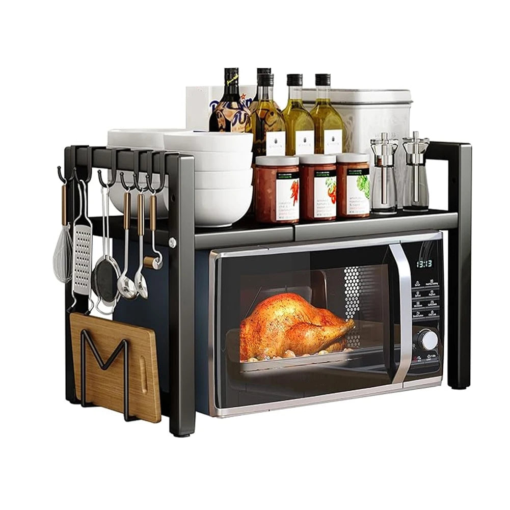 Microwave Oven Rack Adjustable Kitchen Microwave Stand with Cutting
