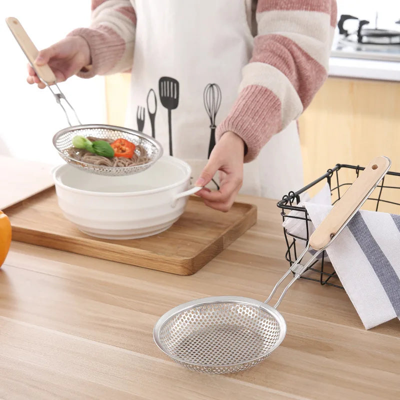 Stainless Steel Fine Mesh Skimmer Spoon for Noodles Spaghetti Colander