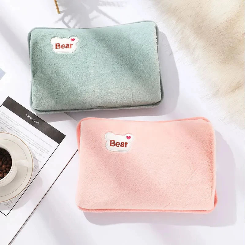 Electric Hot Water Bag Reusable Plush Hot Water Bottle EU Plug