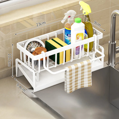 Kitchen Sponge Rack Drain Water Place Dish Soap Organize Rags Multi