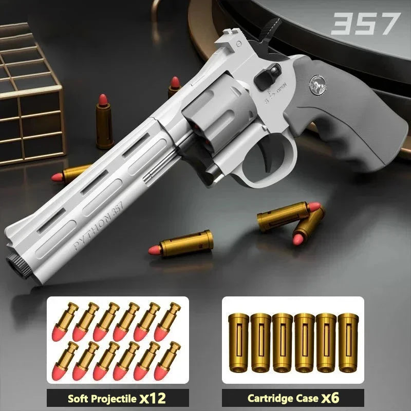 Continuous Firing ZP5 357 Revolver Launcher Pistol Soft Dart Bullet