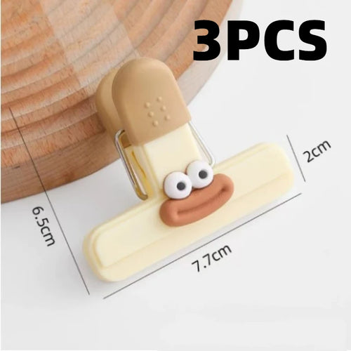 3pcs Creative Face Bag Sealing Clip Food Snack Clip Kitchen Tools