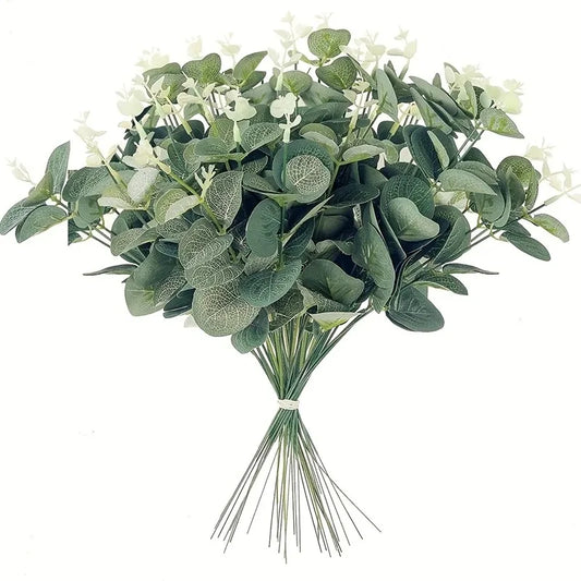 5/10/20Pcs Of Eucalyptus Leaf Stems Green Artificial Plants For Living