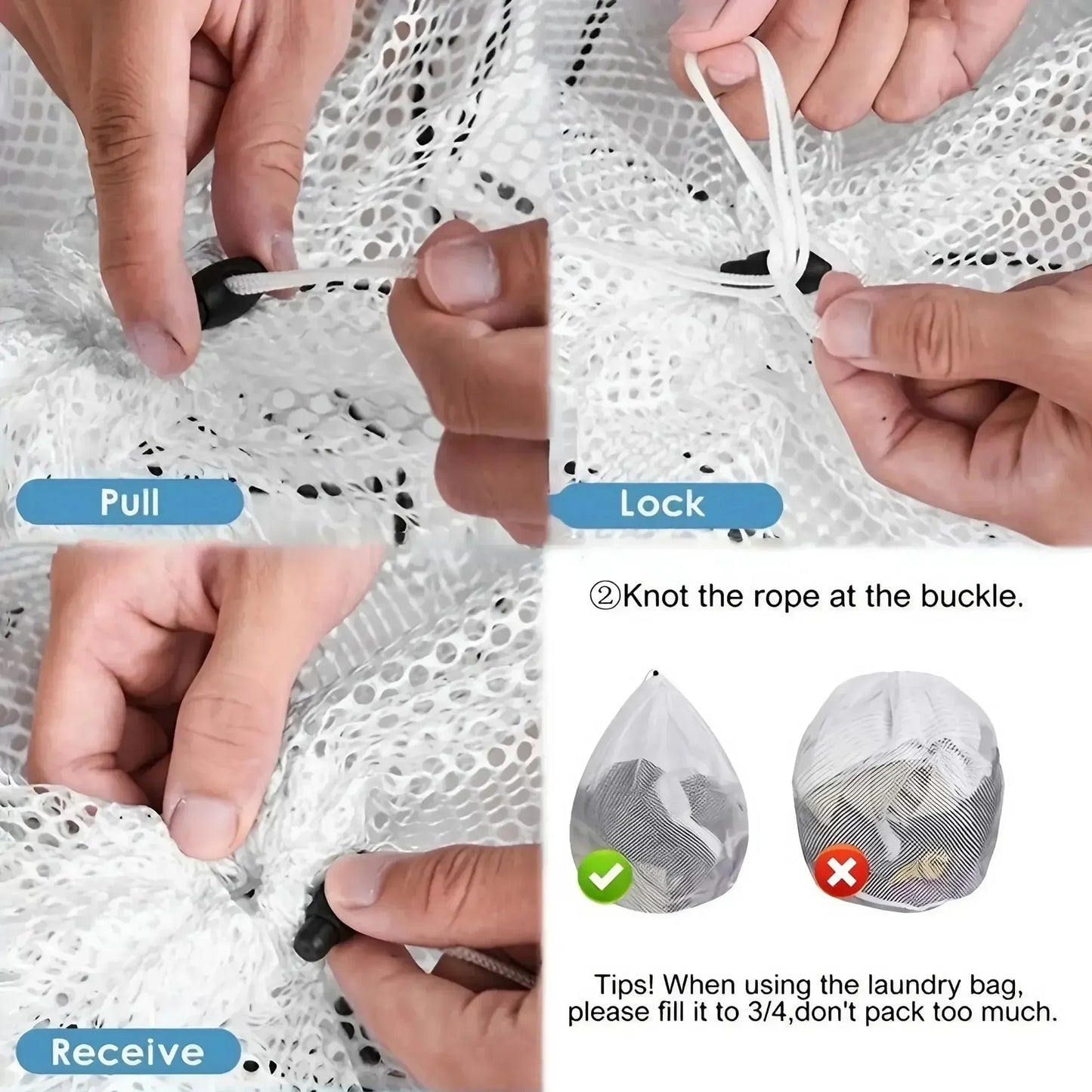 1PC Drawstring Laundry Bag Large Capacity 4 Size Fine Mesh Coarse Mesh