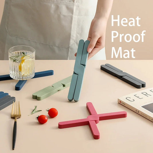 Silicone X Shaped Heat Resistant Pad Foldable Non-Slip Pot Pan Mat