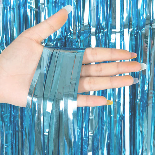 Cheap as a Party Metallic Tinsel Foil Fringe Curtains Backdrop for