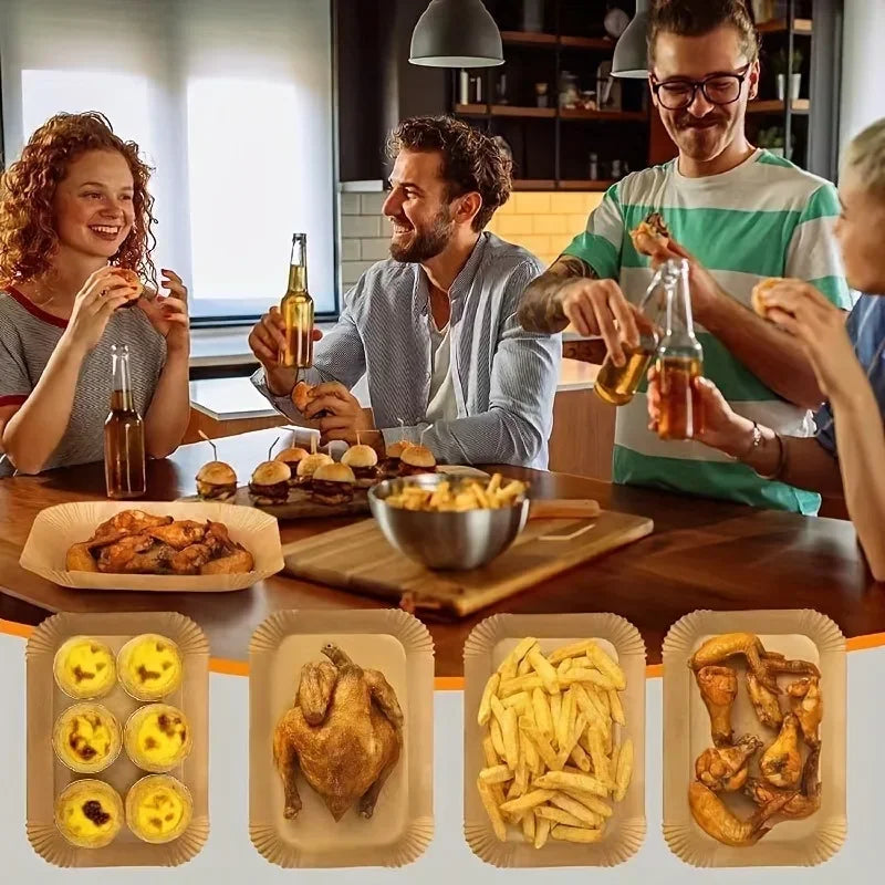Extra Large Rectangular Paper Air Fryer Liners - Non-Stick, Easy