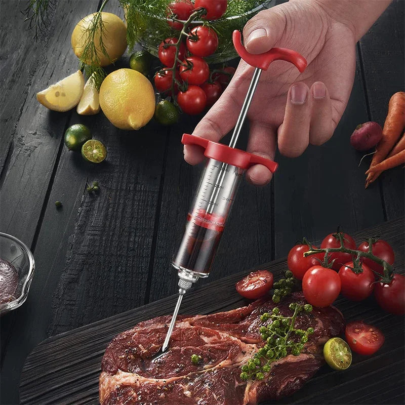 Meat Injector Syringe With 3 Marinade Injector Needles for BBQ Grill