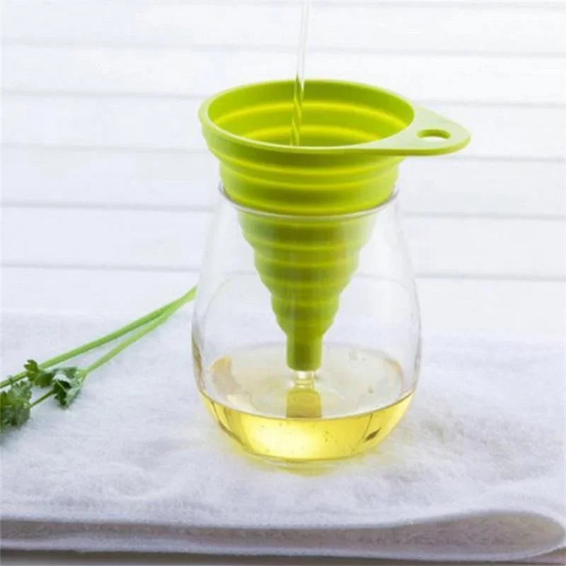 1pc Mini Silicone Gel Foldable Collapsible Style Funnel Hopper Kitchen
