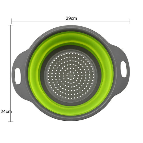 1/2pcs Silicone Round Folding Vegetable Fruits Washing Drain Basket