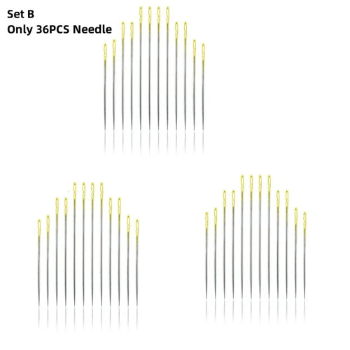 12/36PCS Sewing Needles Multi-size Side Opening Stainless Steel