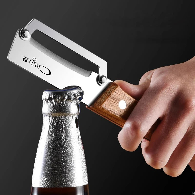 Stainless steel peeler with wooden handle for peeling and slicing