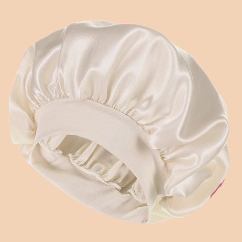 1pc Women's Solid Color Satin Wide-Brimmed Shower Cap, Suitable For