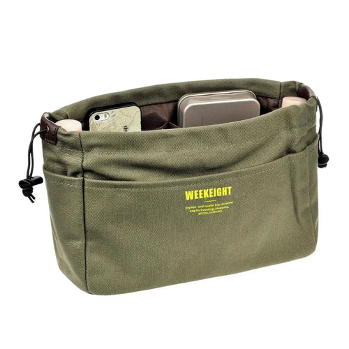 1/2pcs Drawstring Canvas Storage Organizers Multi-Pockets Liner Bag