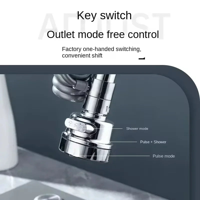 New 3 Modes Sink Faucet 360 Degree Rotation Filter Extension Tube