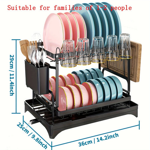 Dish Drying Rack, 2 Tier Large Dish Drying Rack for Kitchen Counter