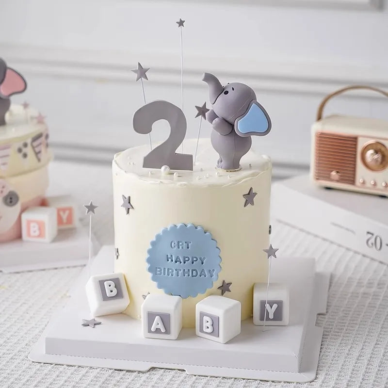 Baby Elephant Cake Topper for Baby Shower Elephant Cake Decoration