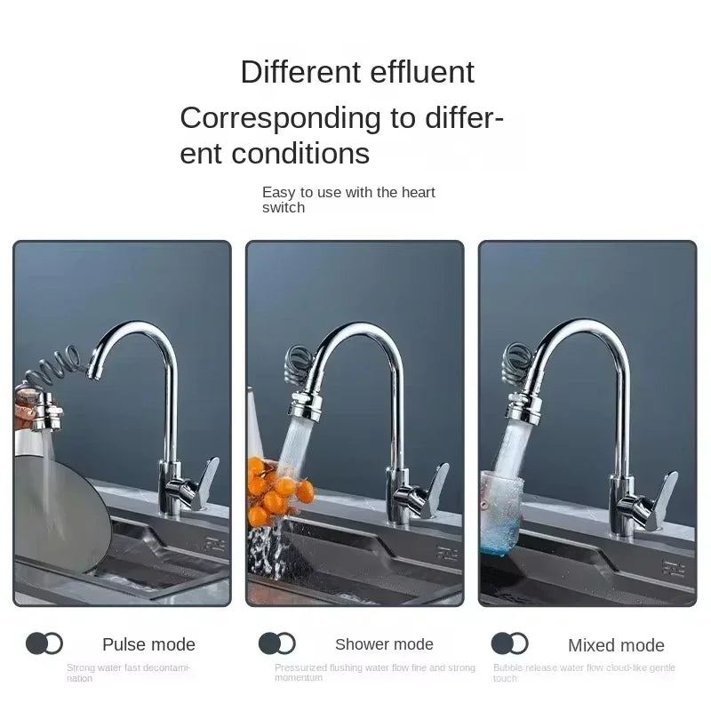 New 3 Modes Sink Faucet 360 Degree Rotation Filter Extension Tube