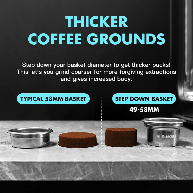 AliKisscafe 58mm to 49mm Step Down Portafilter Basket Kit Coffee