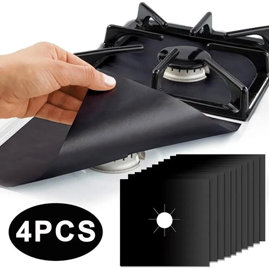 4 Piece Gas Stove Protector Cooker Lid Liner Cleaning Pad For Kitchen
