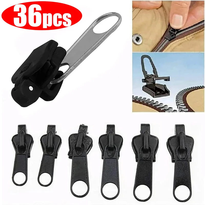 6/36pcs Fix Zip Puller Universal Instant Zippers Fix Zipper Repair Kit