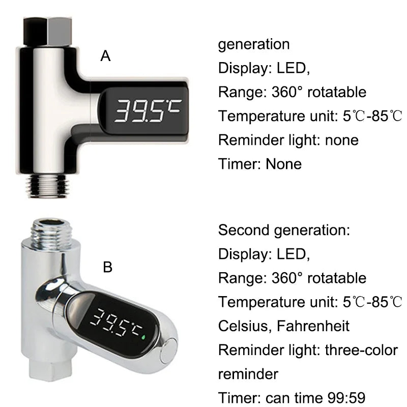 LED Display Home Water Shower Thermometer 5 To 85 Degrees Celsius
