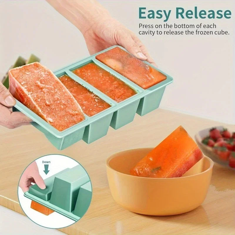 1pc Silicone Freezer Tray with Lid - Durable Kitchen Storage for Soup,