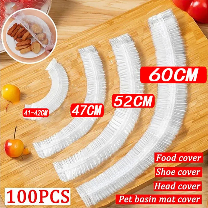 50 Pieces Disposable Food Cover Plastic Wrap Food Grade Fruit And