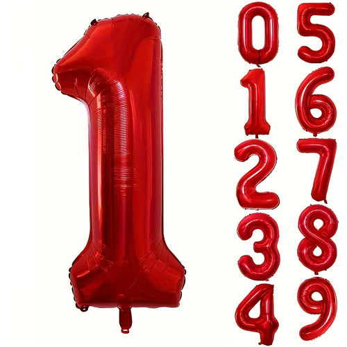32INCH Red Number Foil Balloons for Birthday Anniversary Party Decor,