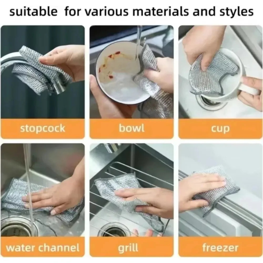 30PCS Magic Cleaning Cloth Thickened Double -sided Metal Steel Wire