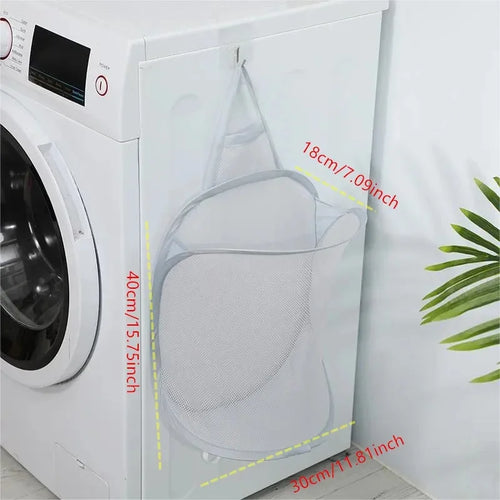Portable Mesh Pop Up Laundry Hamper Wide Opening Breathable