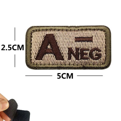 5*2.5CM Small Patch with Hook and Loop Blood Type A B AB O POS NEG